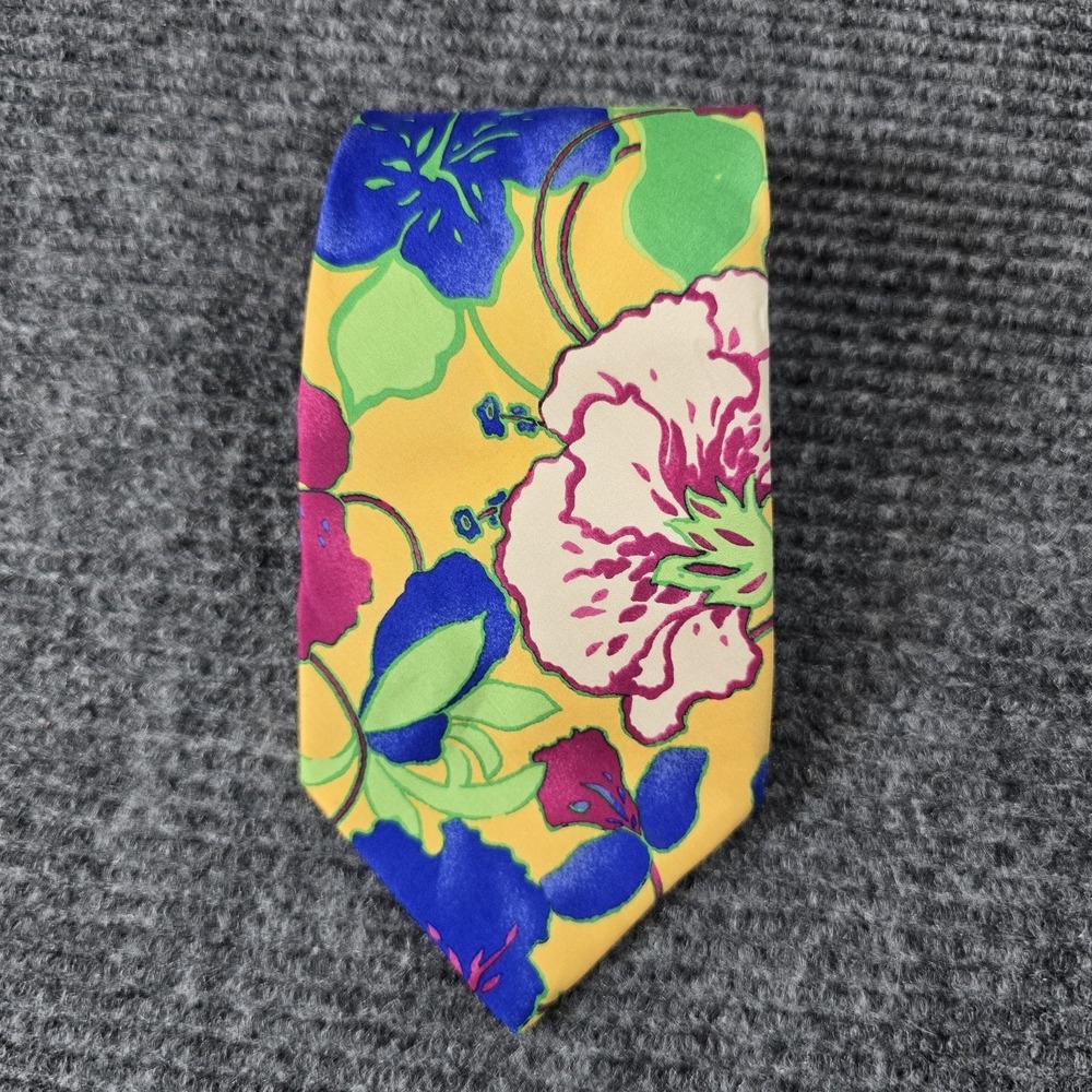 Vintage Polo Ralph Lauren Men's Floral Silk Neck Tie 58L 4"W Hawaiian Vibes
